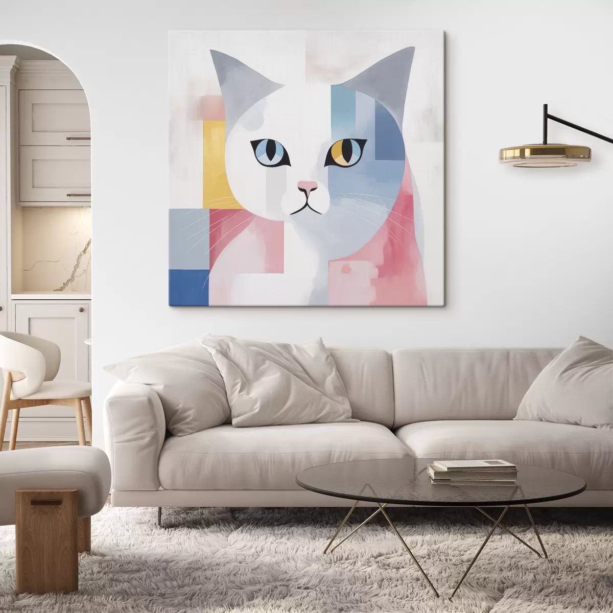 Tableau Portrait abstrait d'un chat s45358