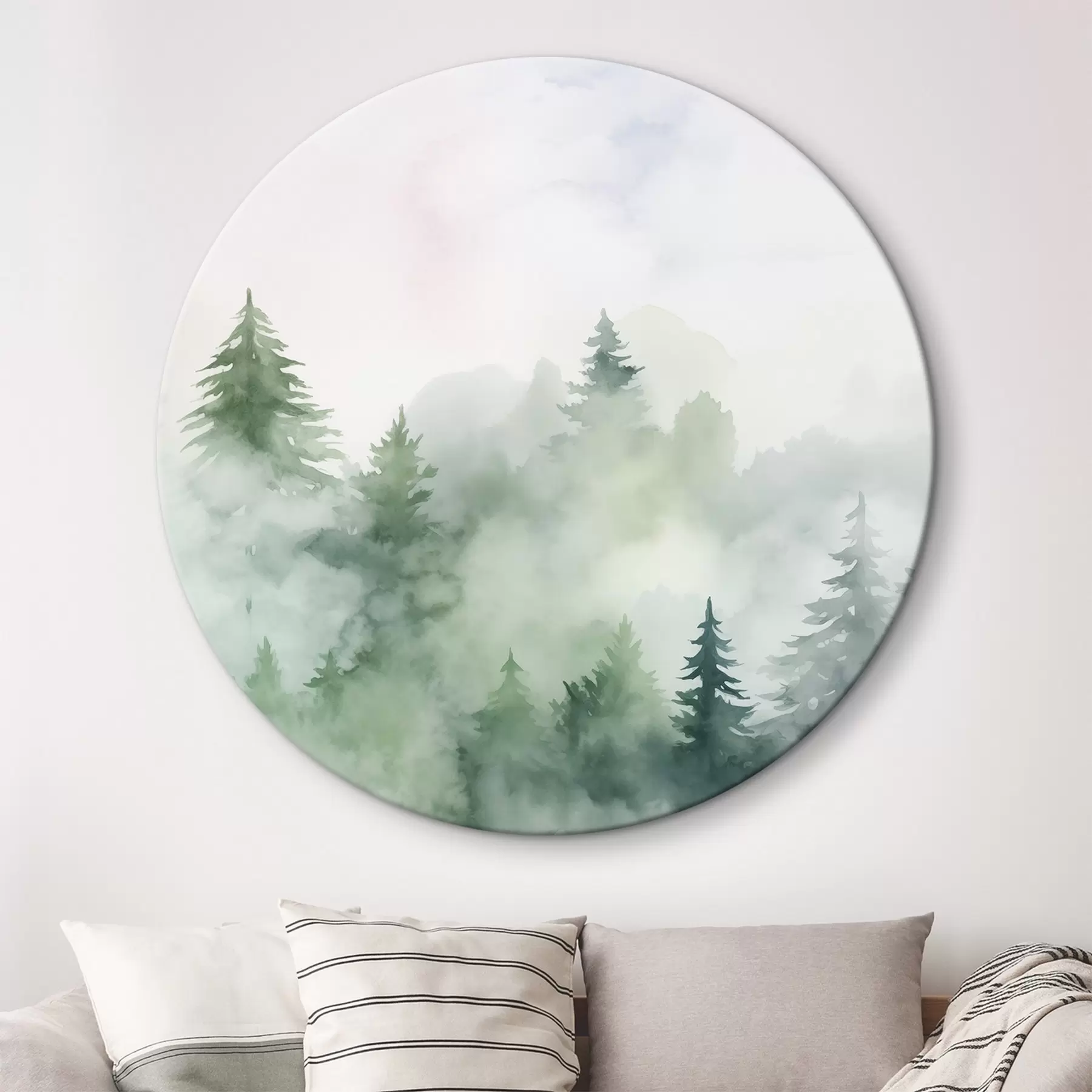 Papier peint Forêt dans le brouillard imitation aquarelle r45343