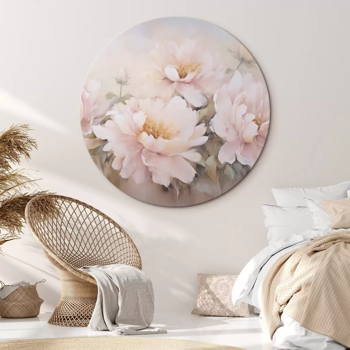 Tableaux rondes Peinture imitation pivoines r45345