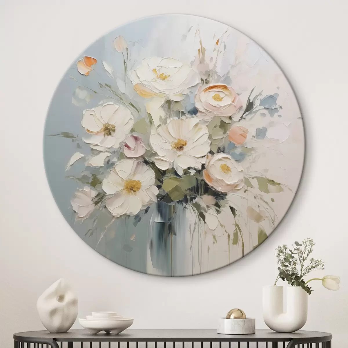 Tableaux rondes Peinture imitation bouquet de fleurs r45346