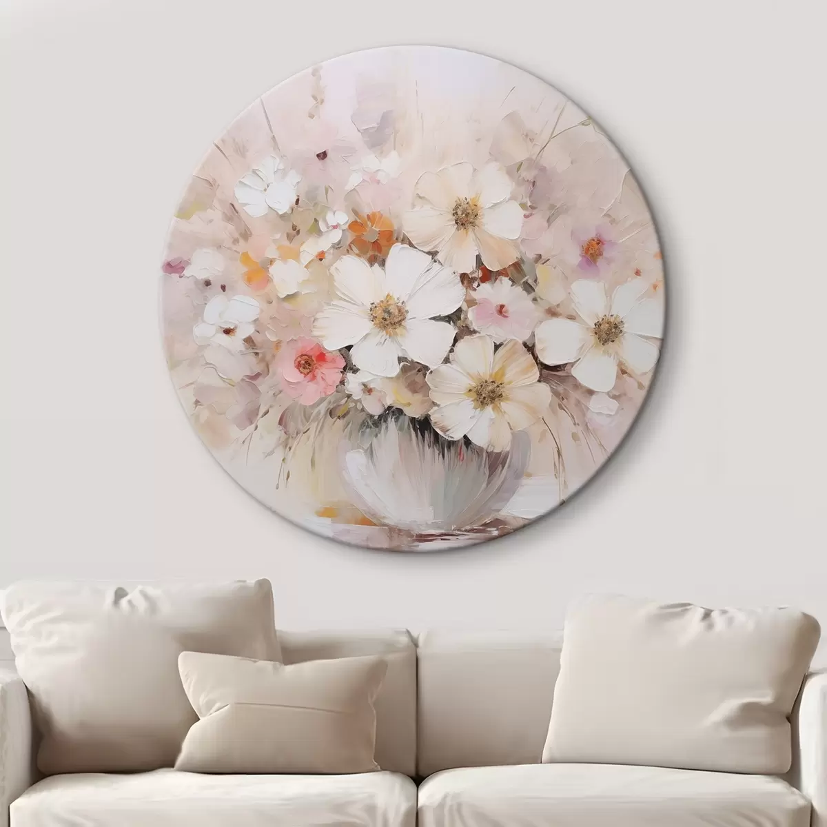 Tableaux rondes Bouquet délicat imitation peinture r45347