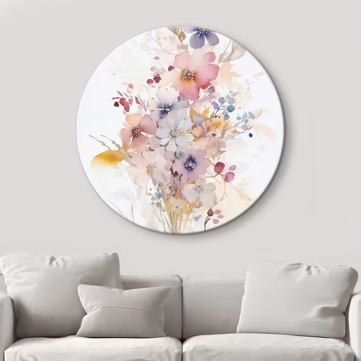 Tableaux rondes Fleurs imitation aquarelle r45353