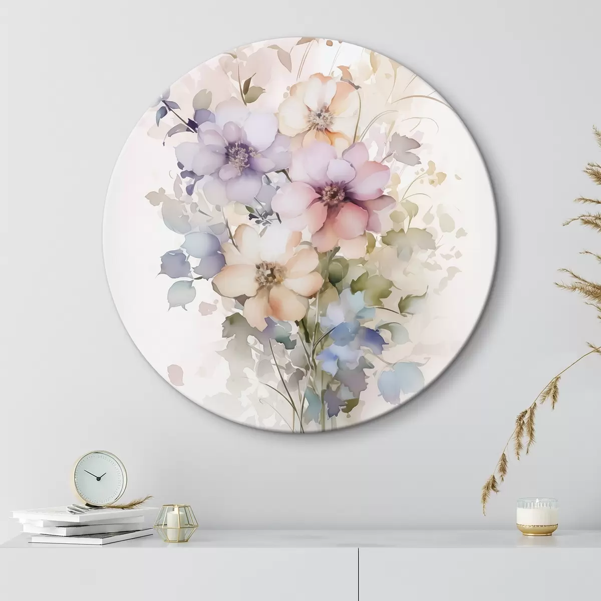 Tableaux rondes Fleurs imitation aquarelle r45354