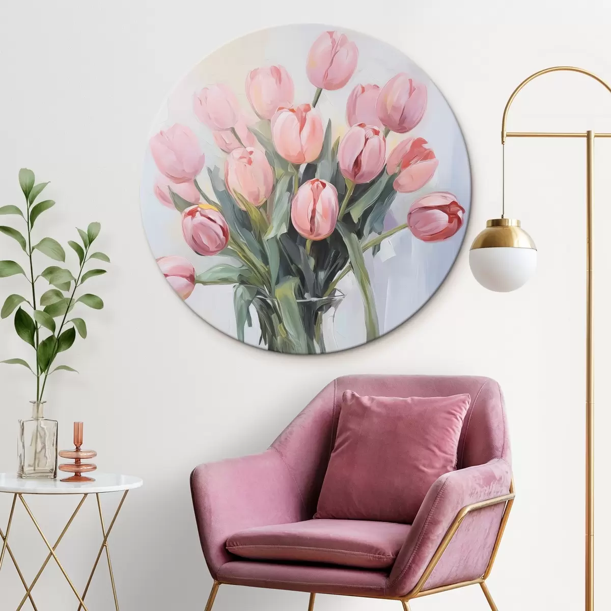 Tableaux rondes Tulipes dans un vase r45355