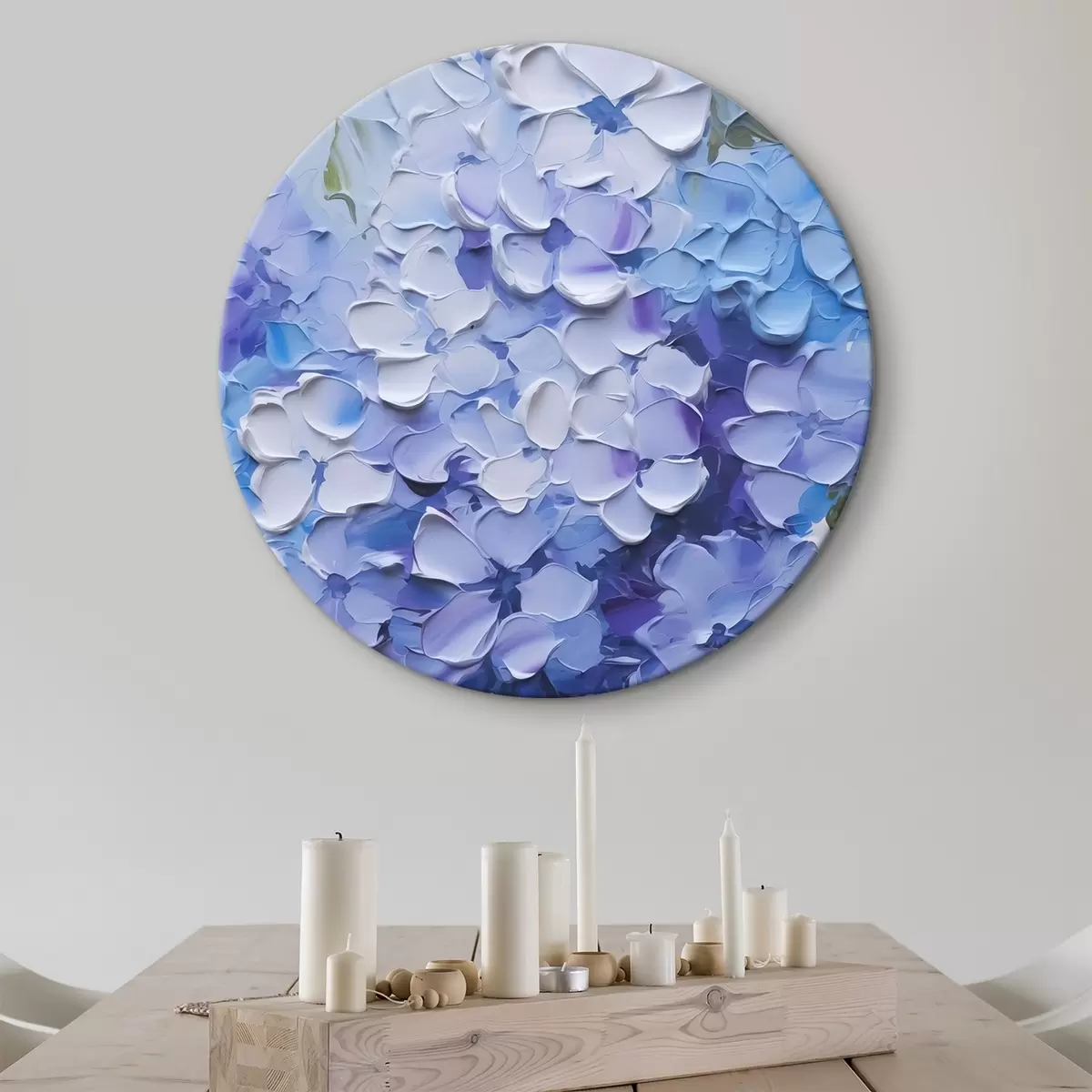 Tableaux rondes Bouquet d'hortensias imitation peinture r45356