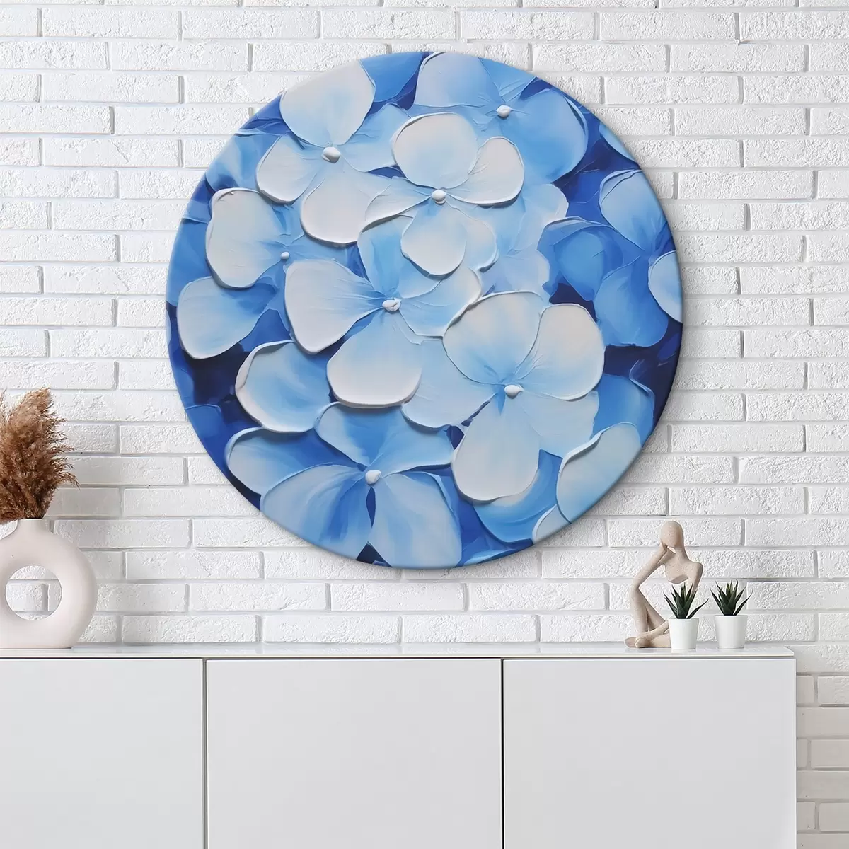 Tableaux rondes Peinture imitation hortensia r45357