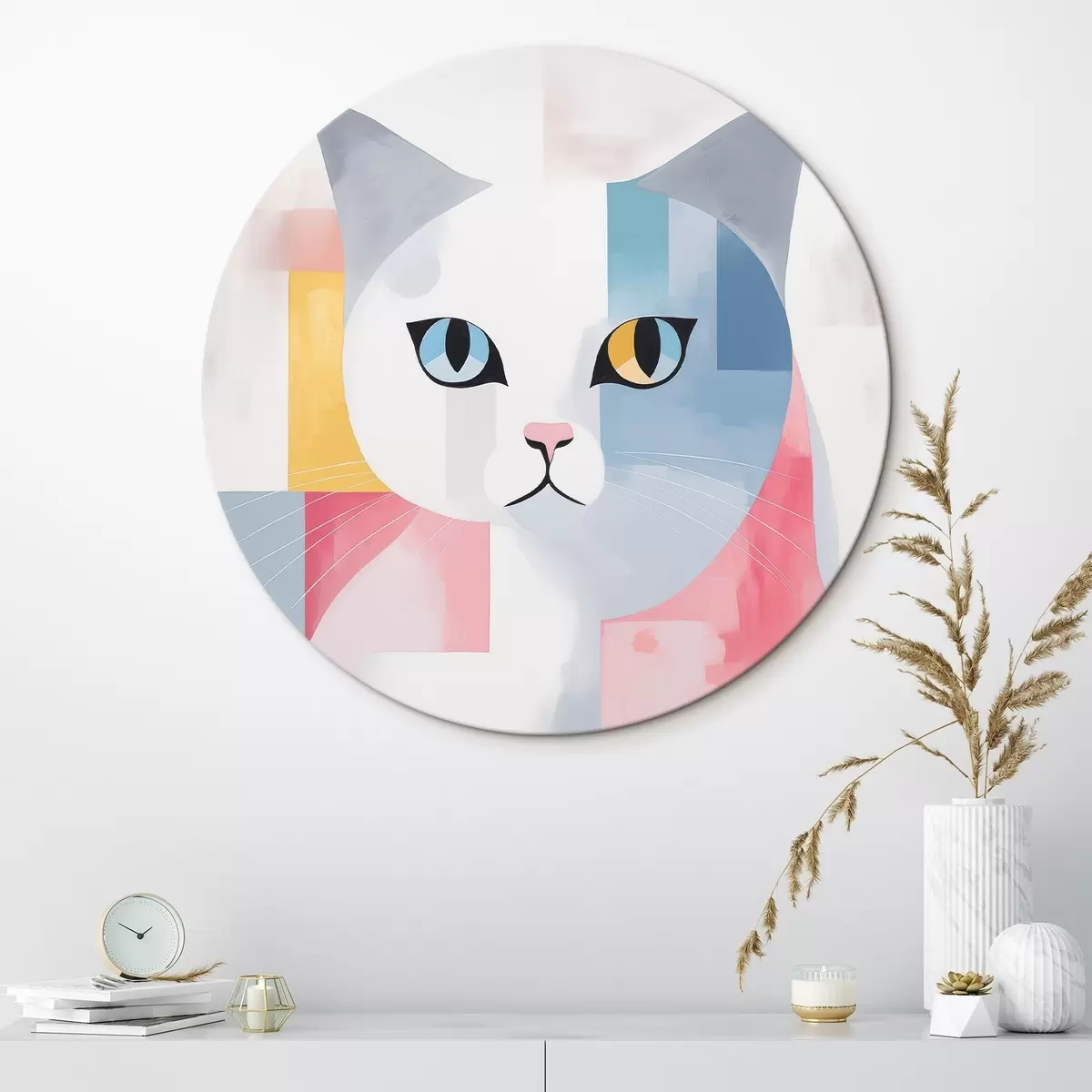 Tableaux rondes Portrait abstrait d'un chat r45358