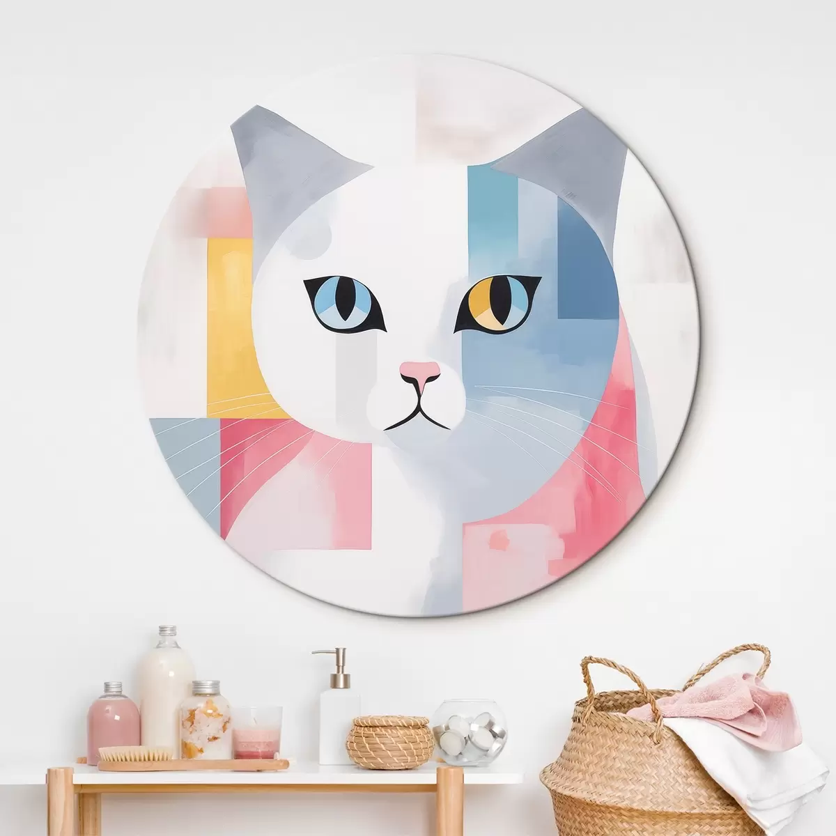 Tableaux rondes Portrait abstrait d'un chat r45358
