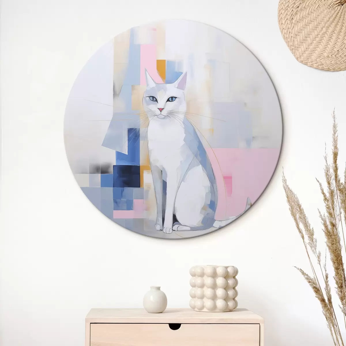 Tableaux rondes Chat abstrait r45359