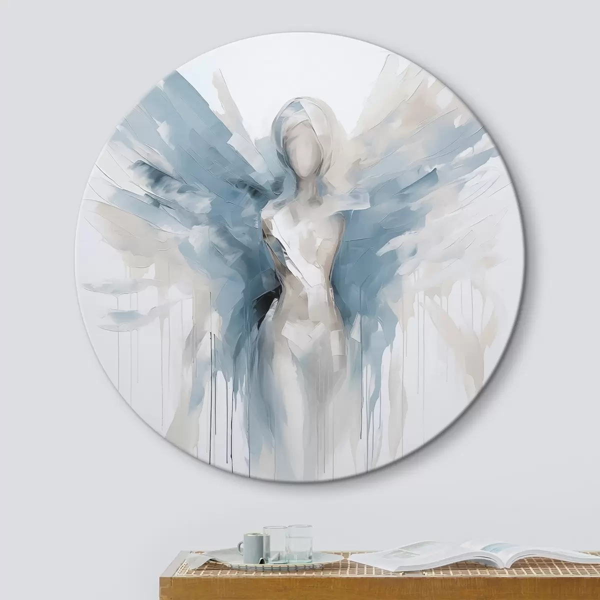 Tableaux rondes Ange abstrait r45361