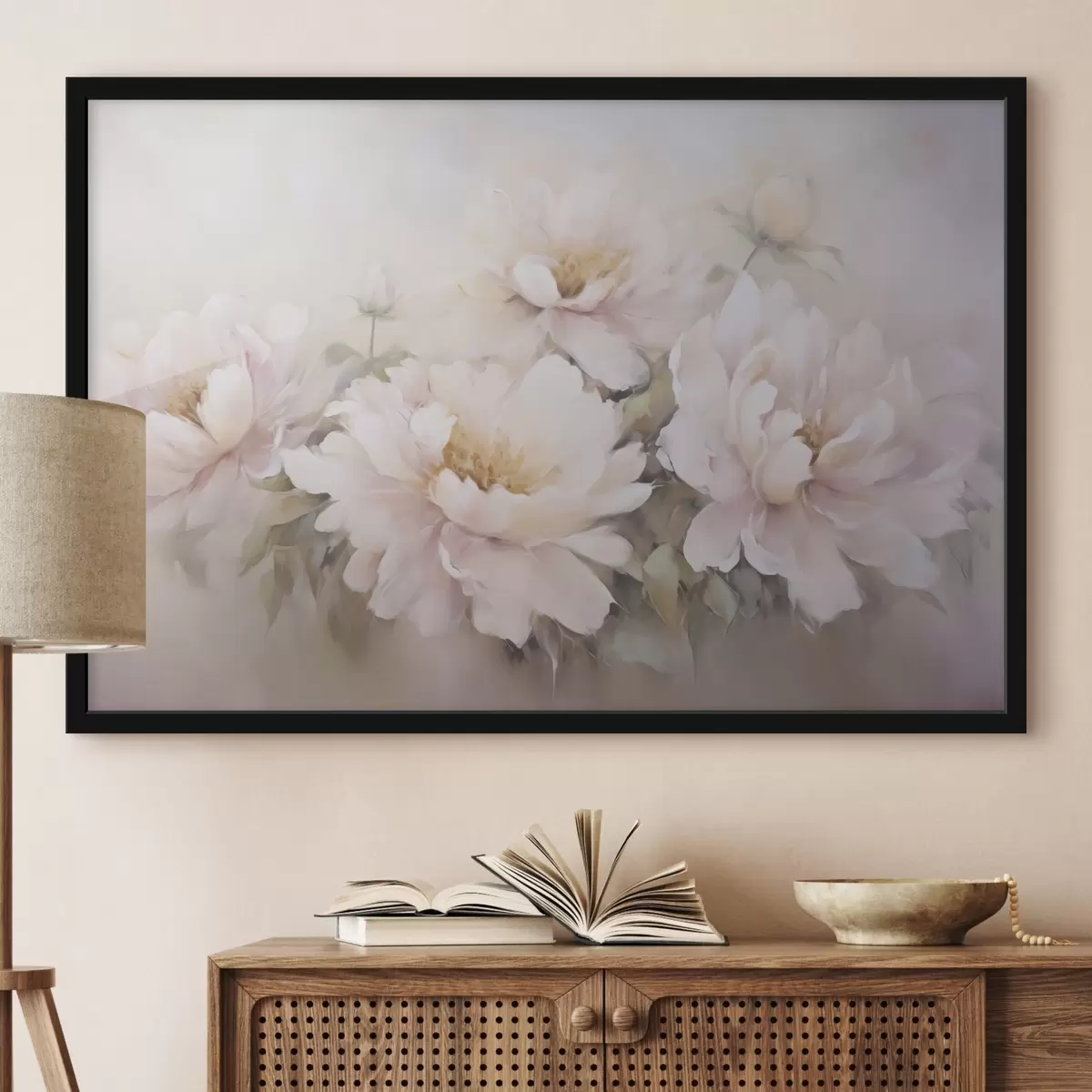 Poster Peinture imitation pivoines f45345