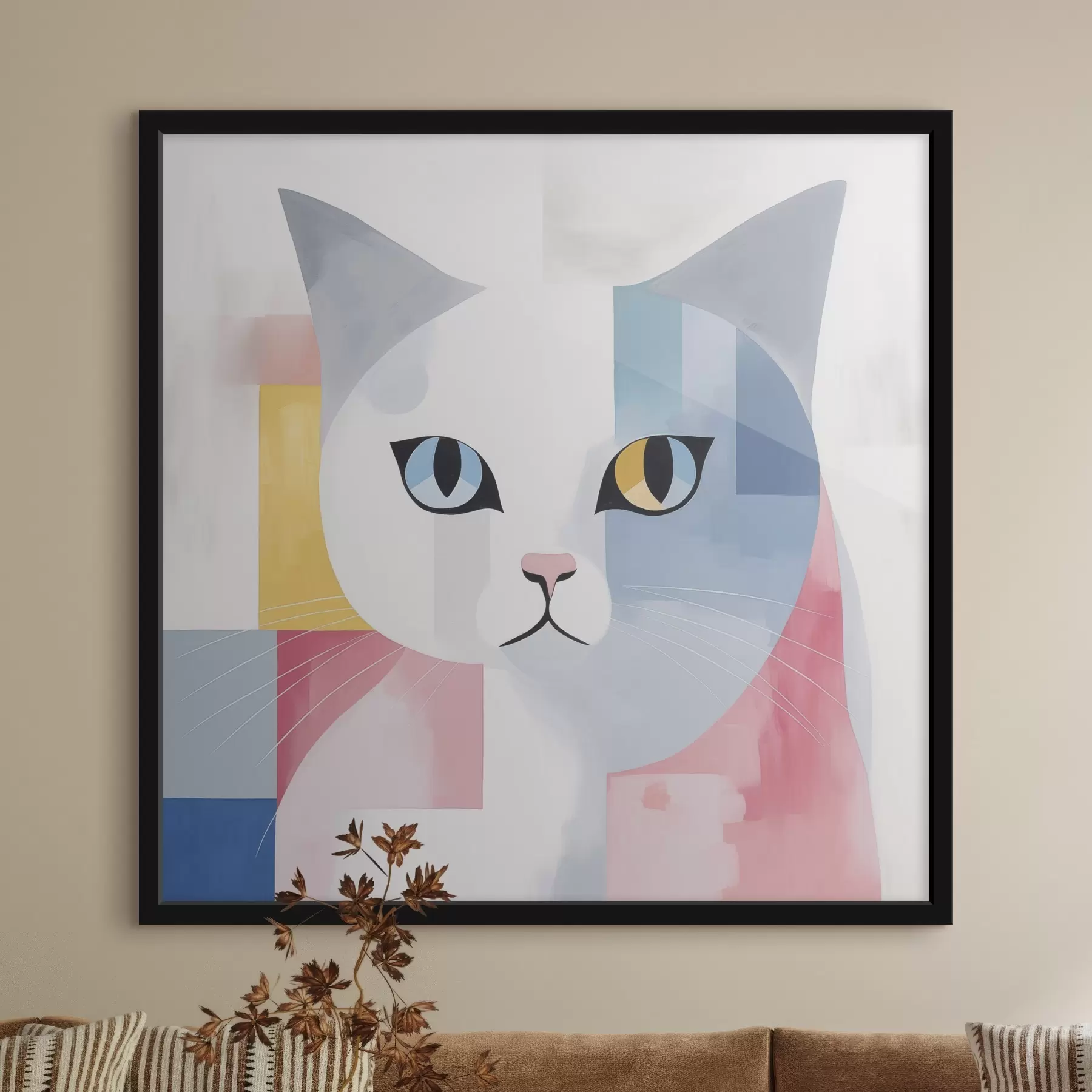 Papier peint Portrait abstrait d'un chat f45358