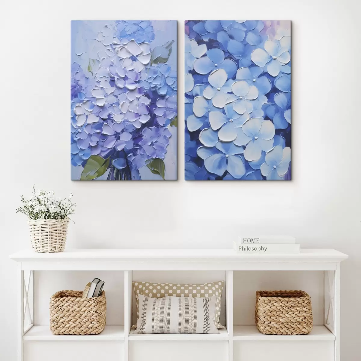 Tableau Peinture imitation hortensia m00591