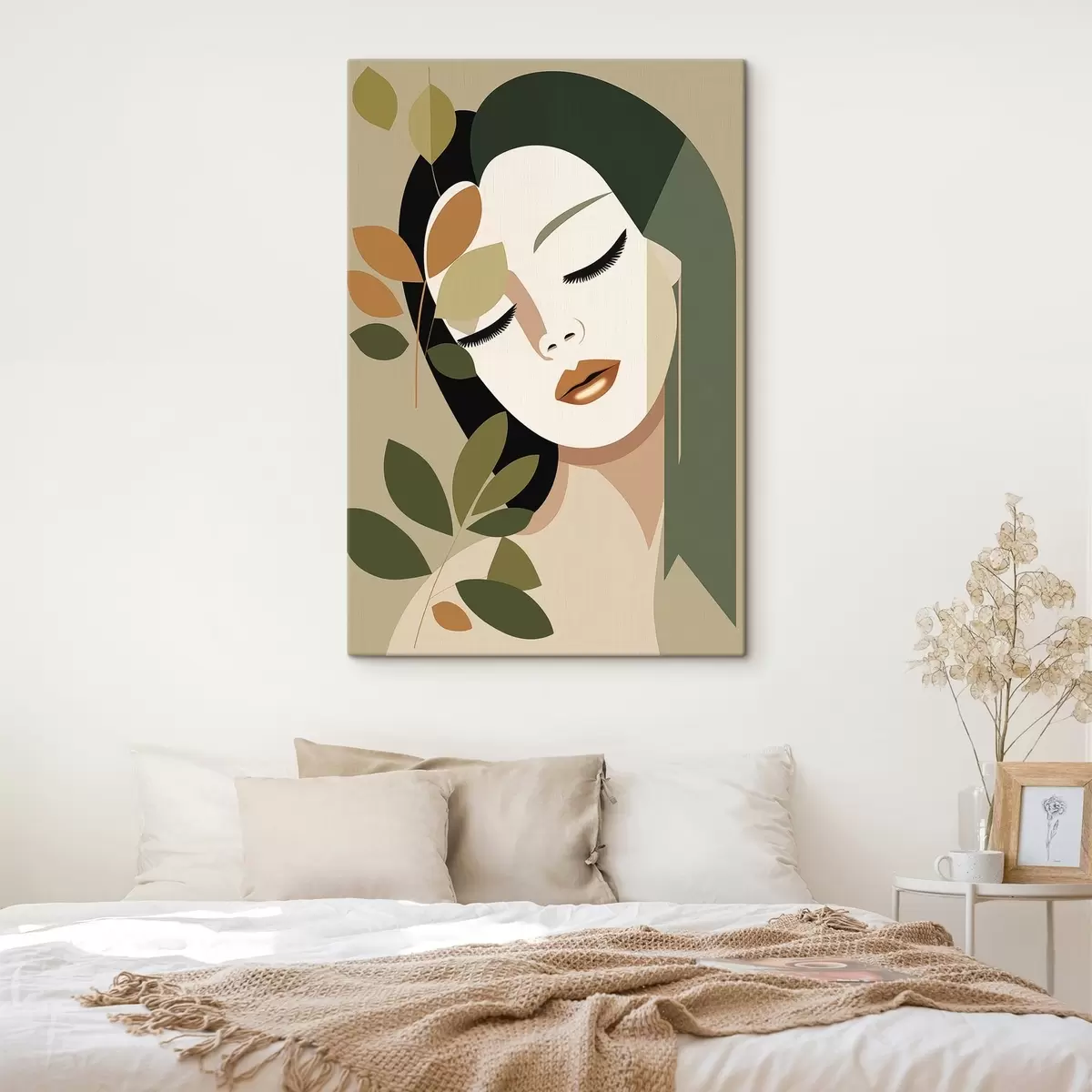 Tableau Fille avec des feuilles s45388