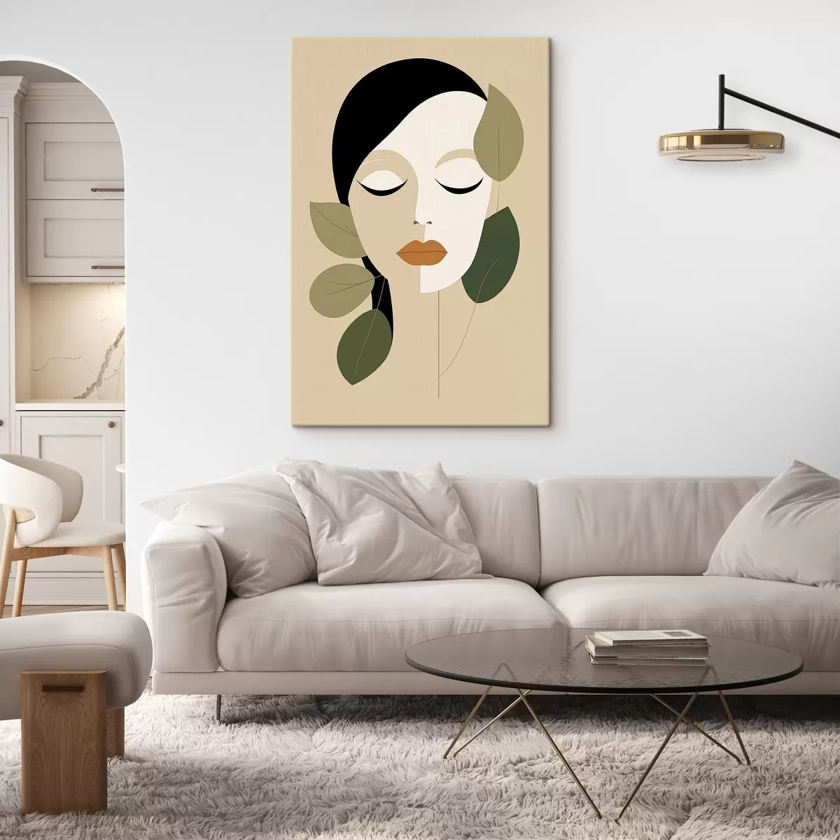 Tableau Fille avec des feuilles s45389
