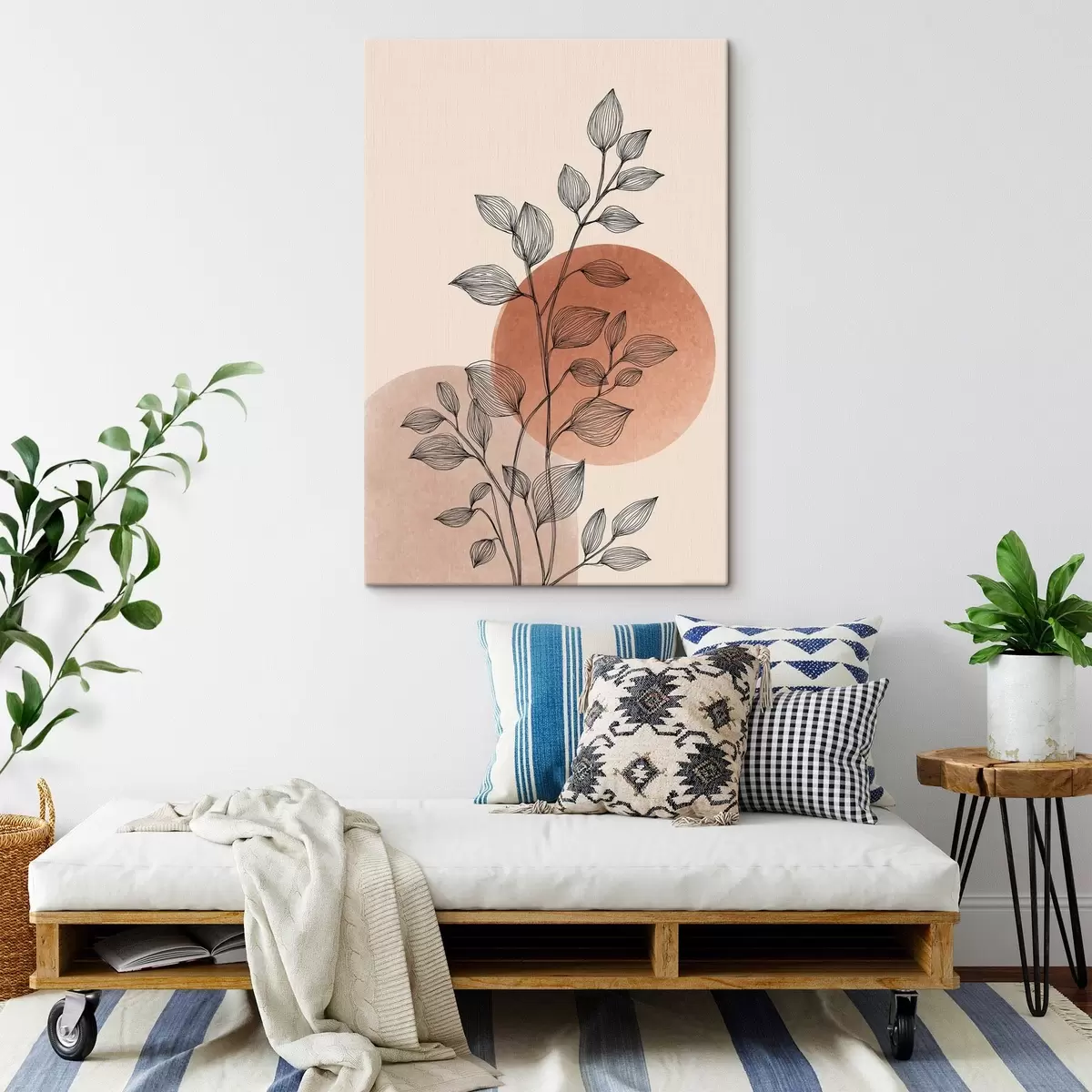 Tableau Coucher de soleil et feuilles s45391