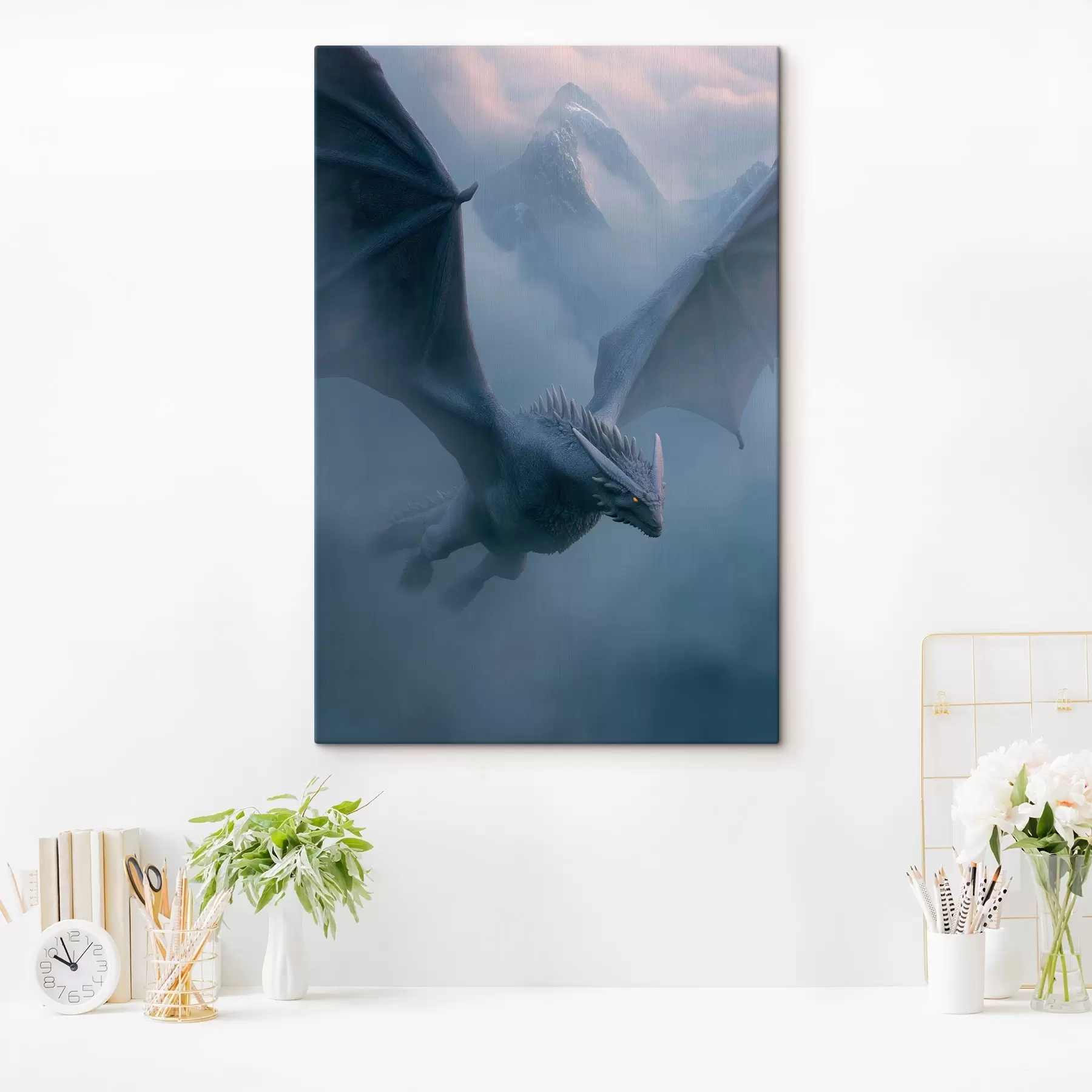Tableau Dragon sombre dans le ciel s45411