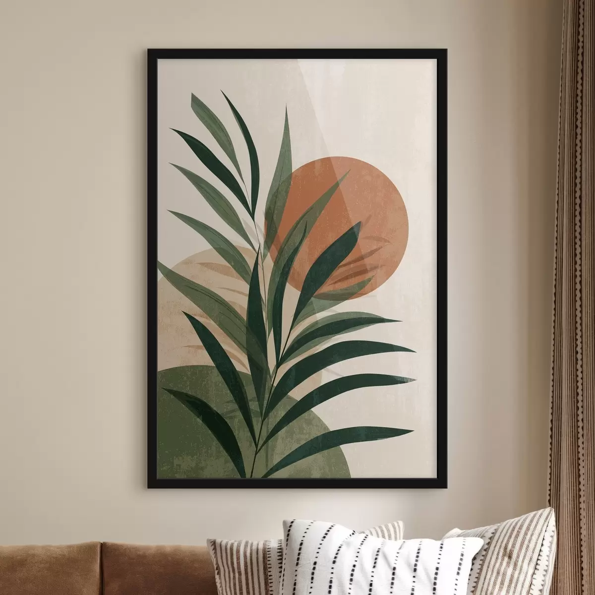 Poster Feuilles vertes et coucher de soleil f45394