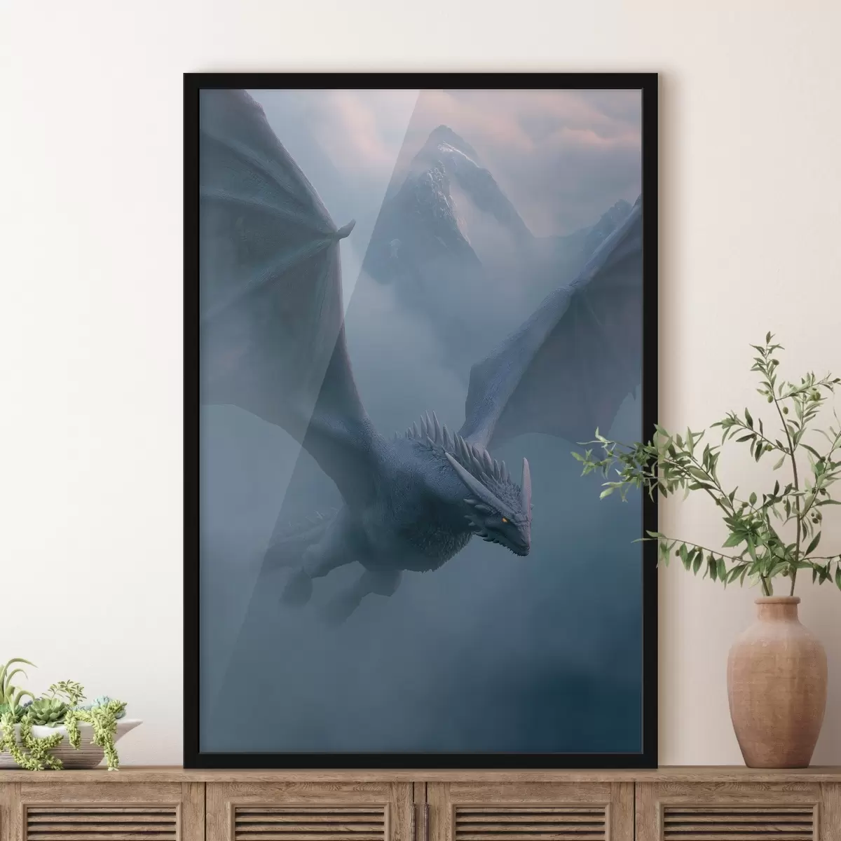 Poster Dragon sombre dans le ciel f45411