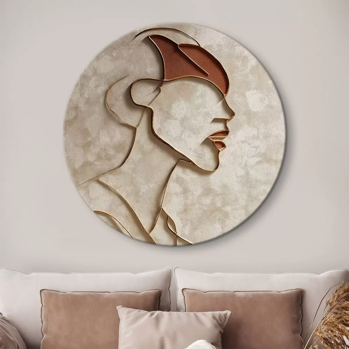 Tableaux rondes Visage féminin abstrait r45395
