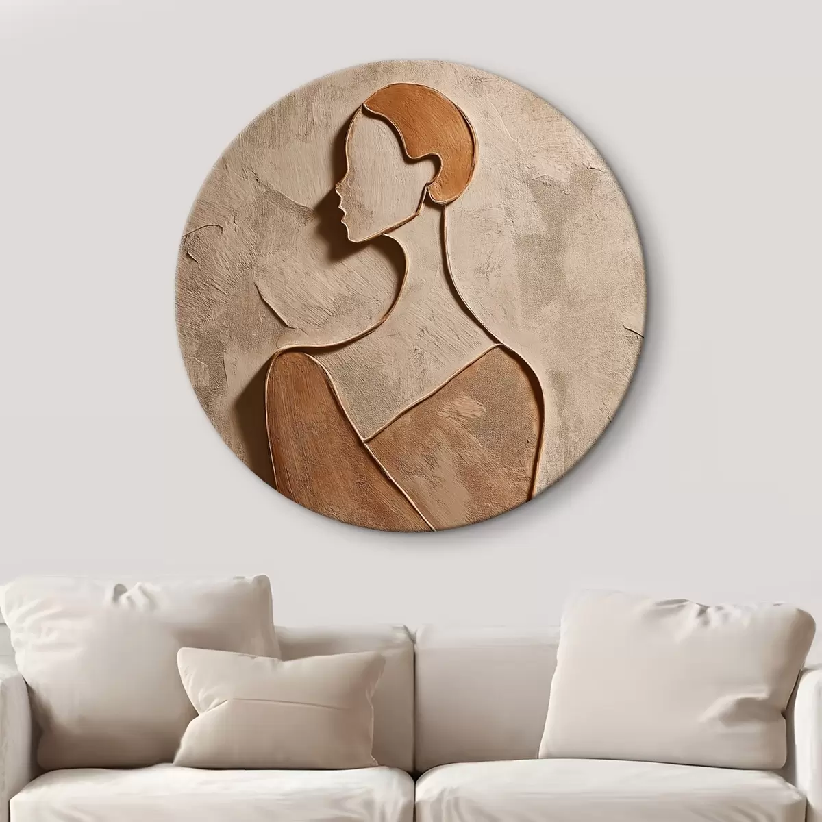Tableaux rondes Visage féminin abstrait r45396