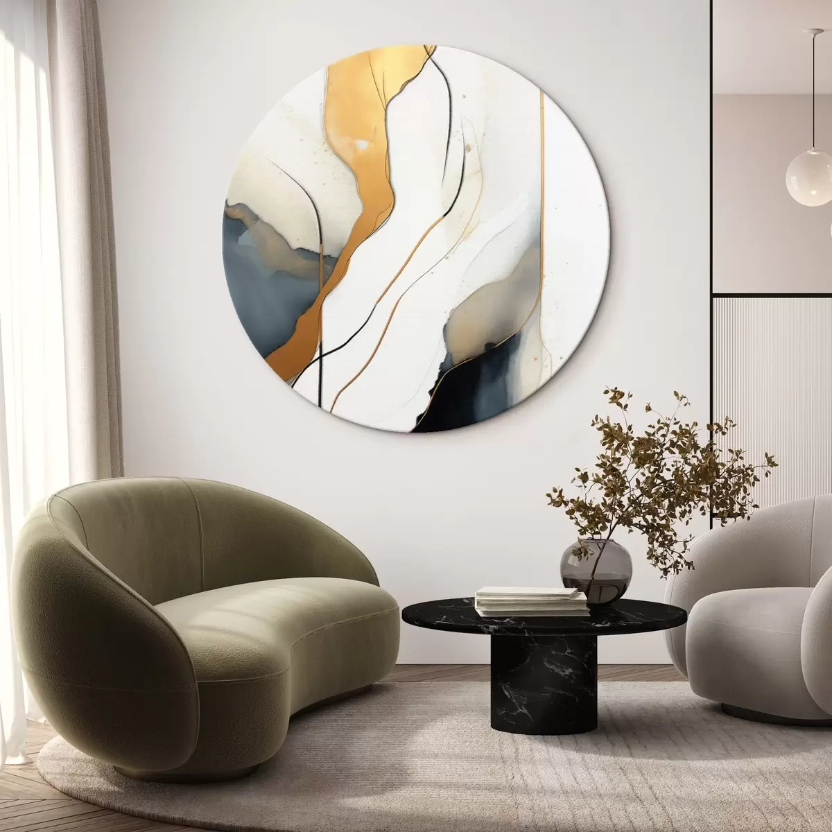 Tableaux rondes Abstraction des lignes r45407