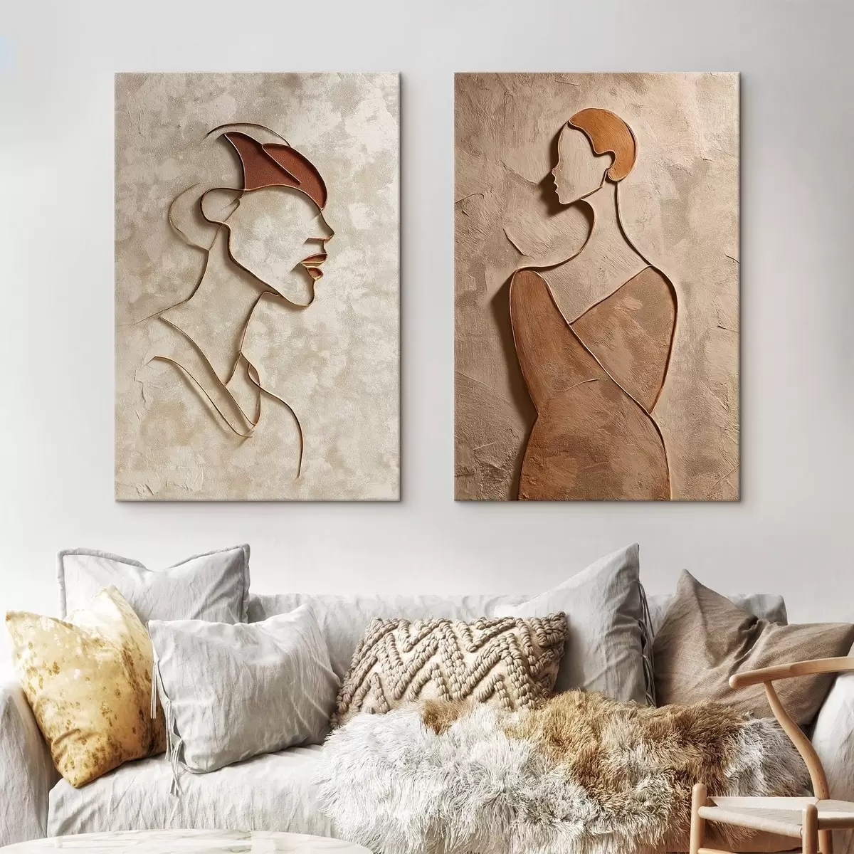 Tableau Silhouettes en relief de personnes dans un style minimaliste m00596