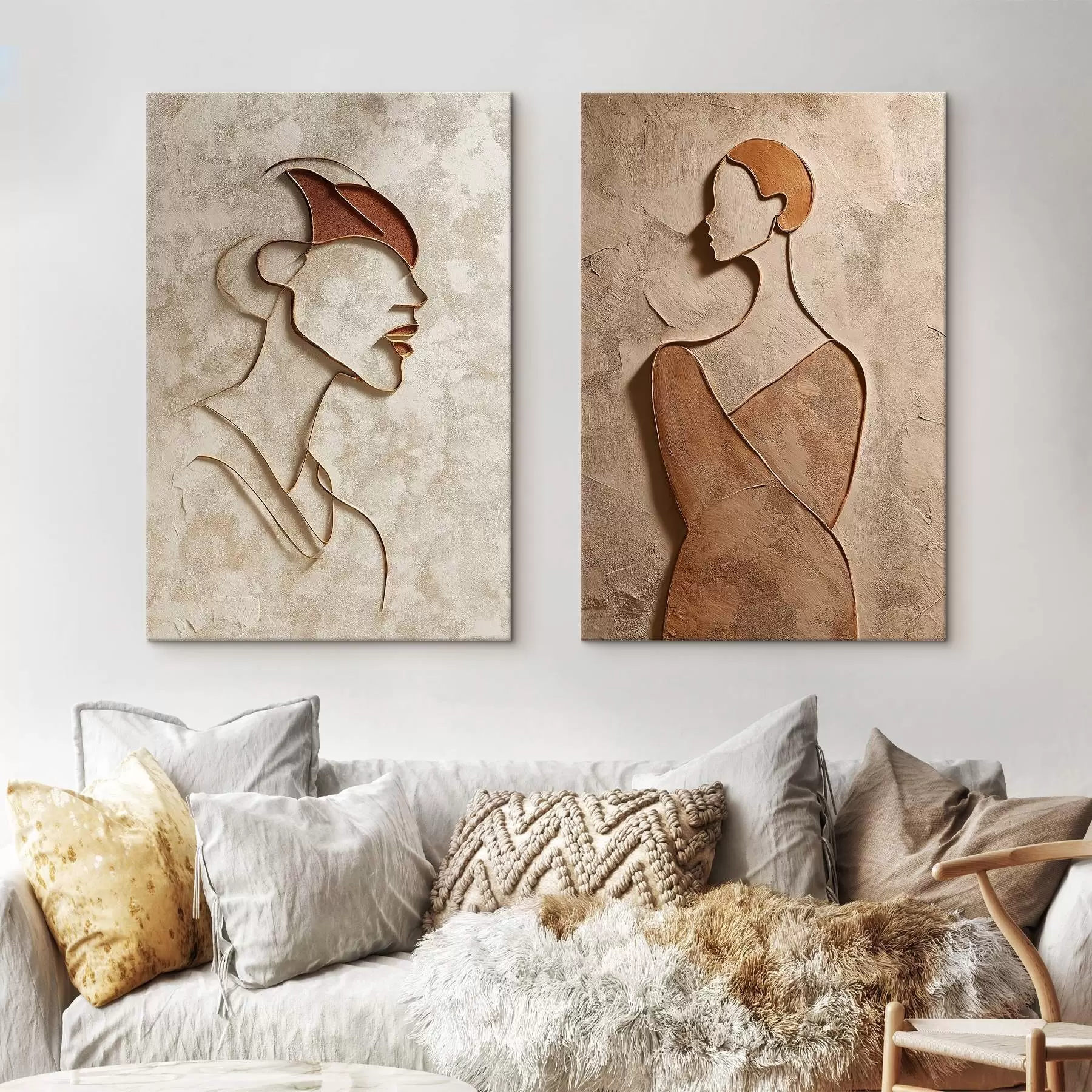 Tableau Silhouettes en relief de personnes dans un style minimaliste m00596