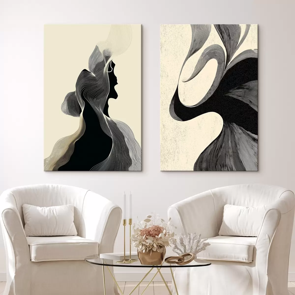 Tableau Relief abstrait ondulé avec des courbes douces m00601