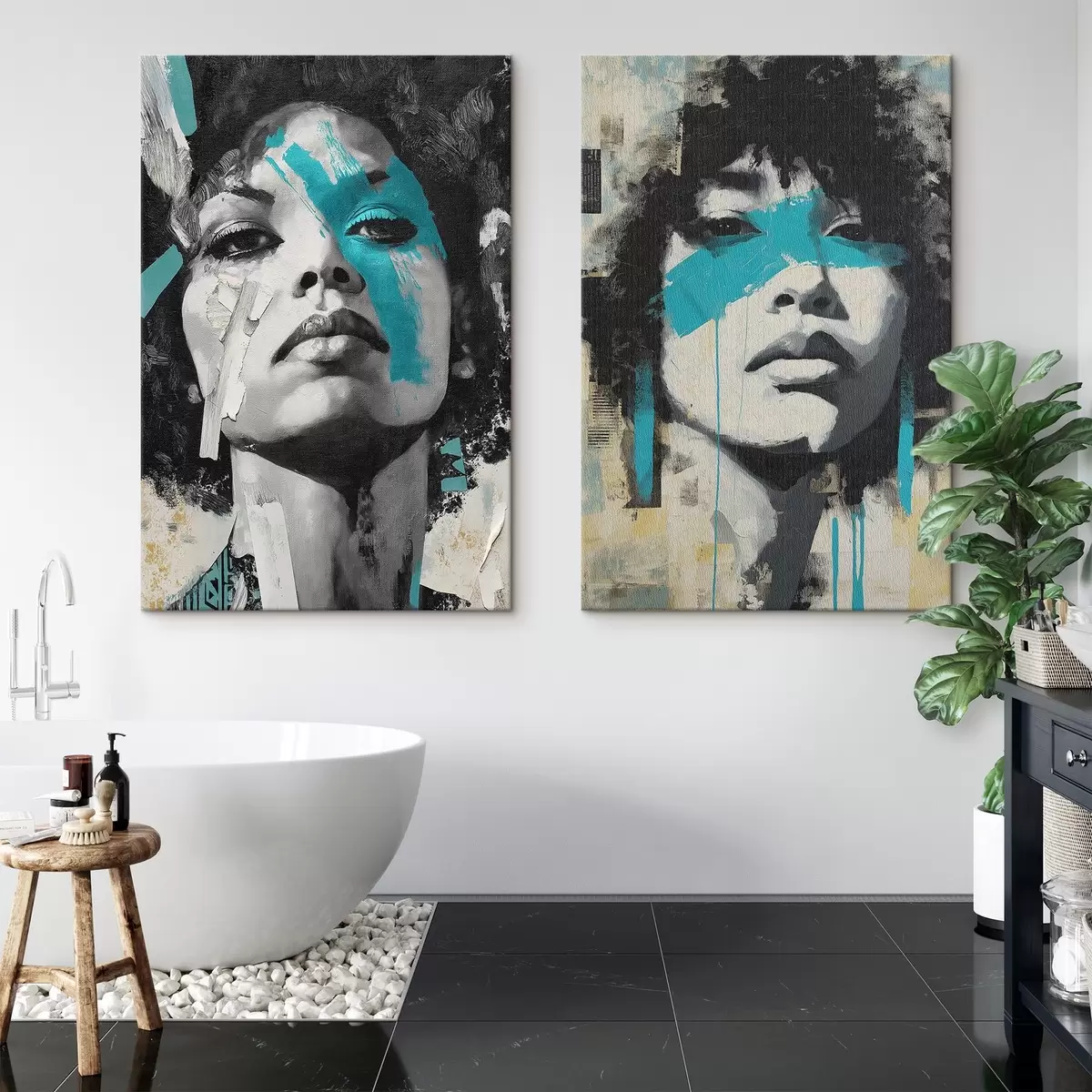 Tableau Visage féminin abstrait m00602
