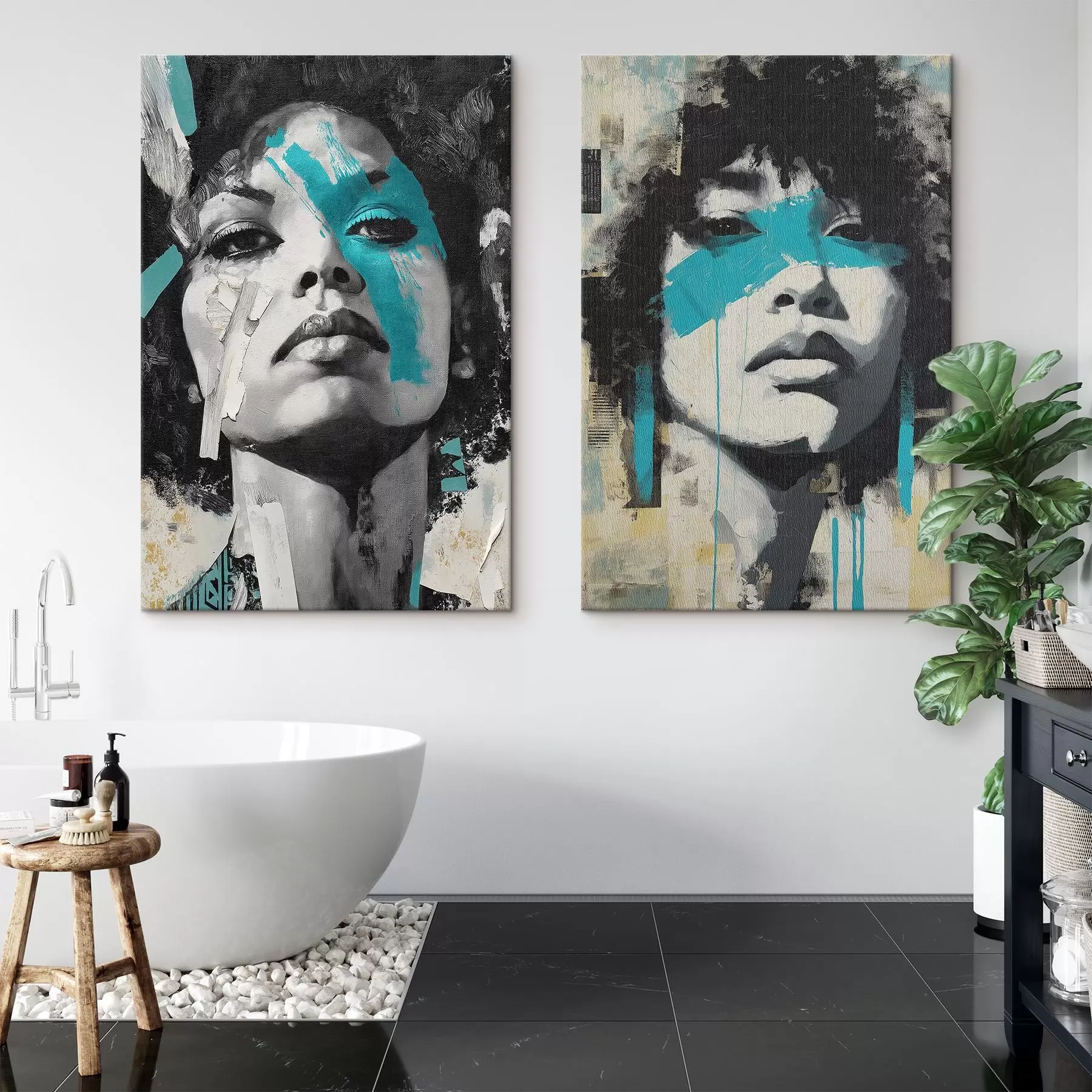 Tableau Visage féminin abstrait m00602