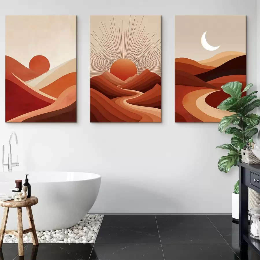 Tableau Soleil abstrait en lignes m00606