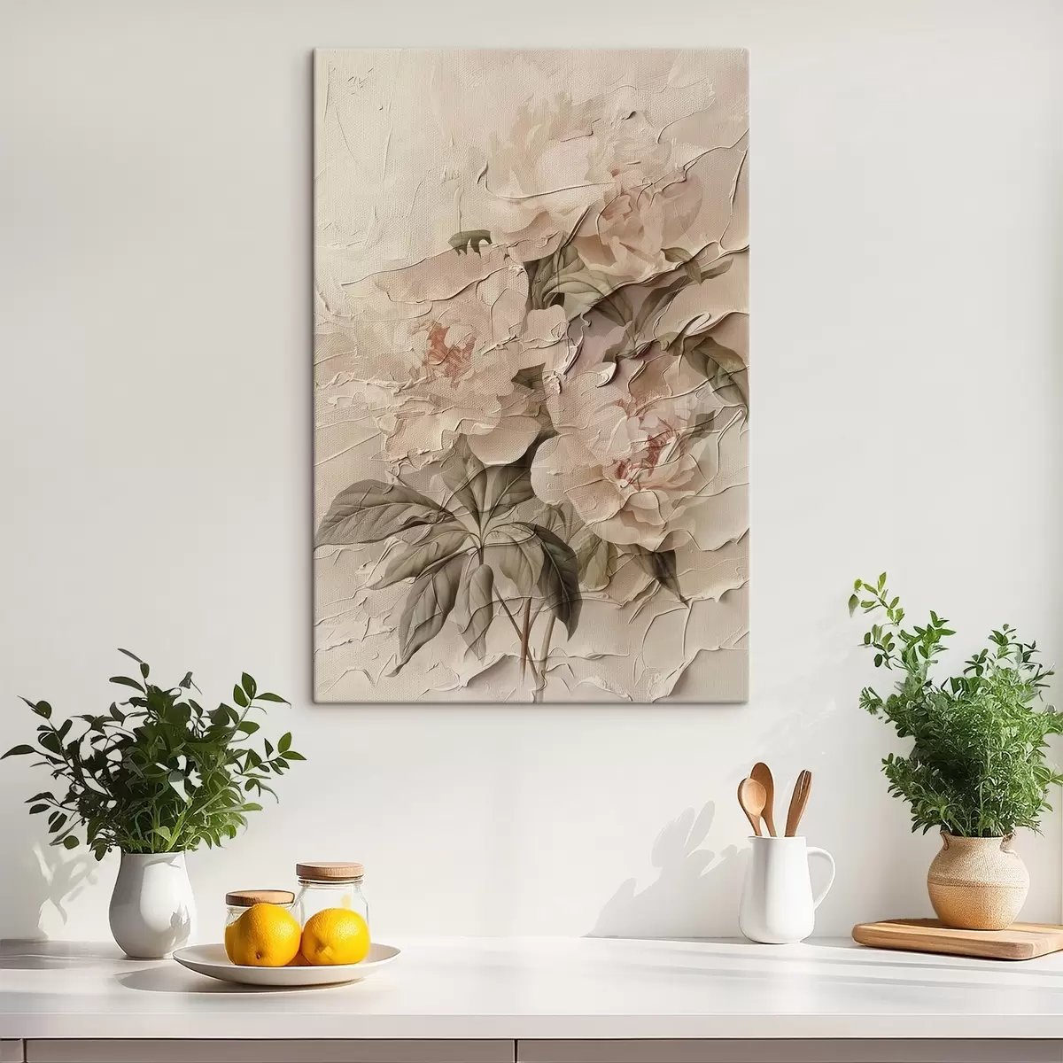 Tableau Bouquet de pivoines en style aquarelle sur fond clair s45336