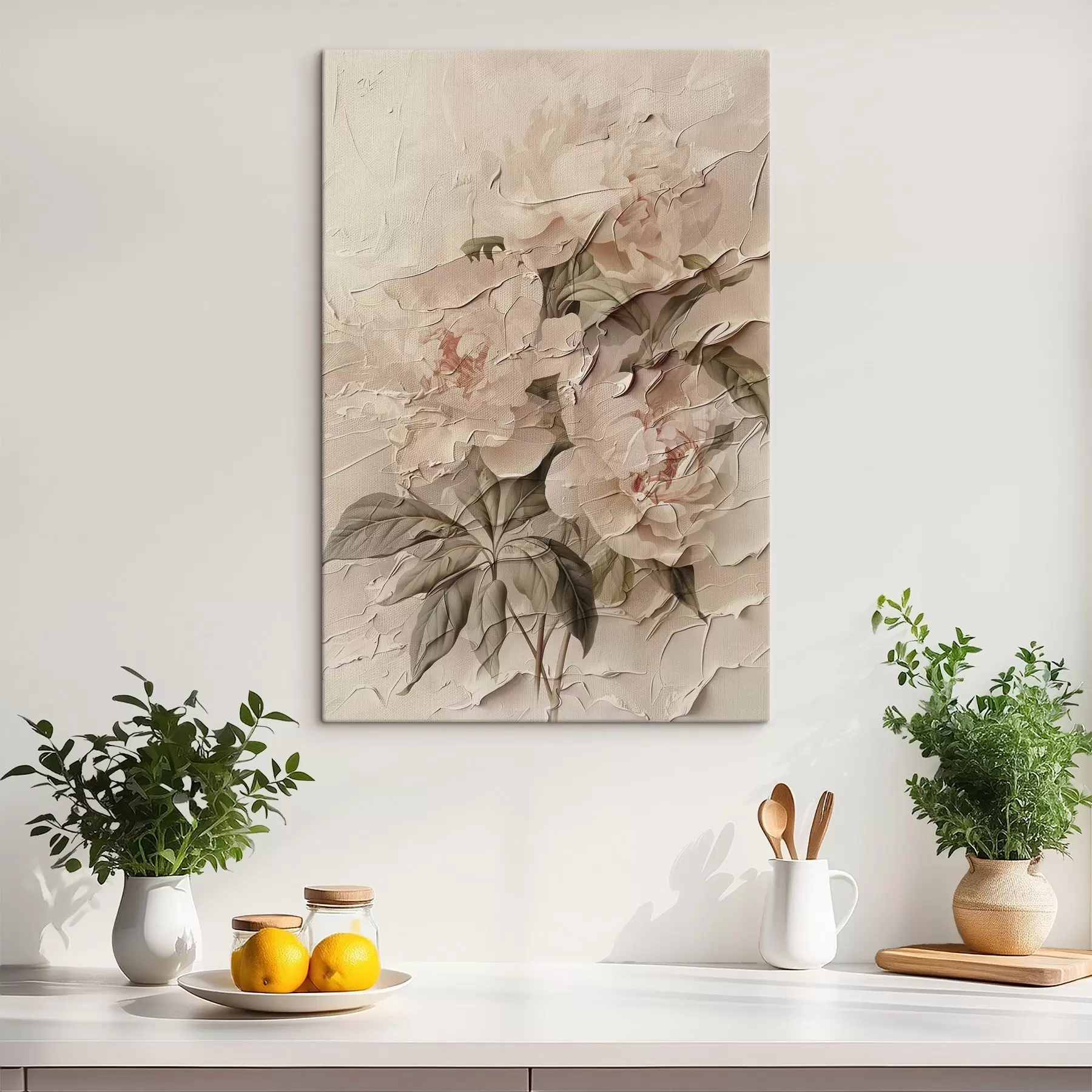 Tableau Bouquet de pivoines en style aquarelle sur fond clair s45336