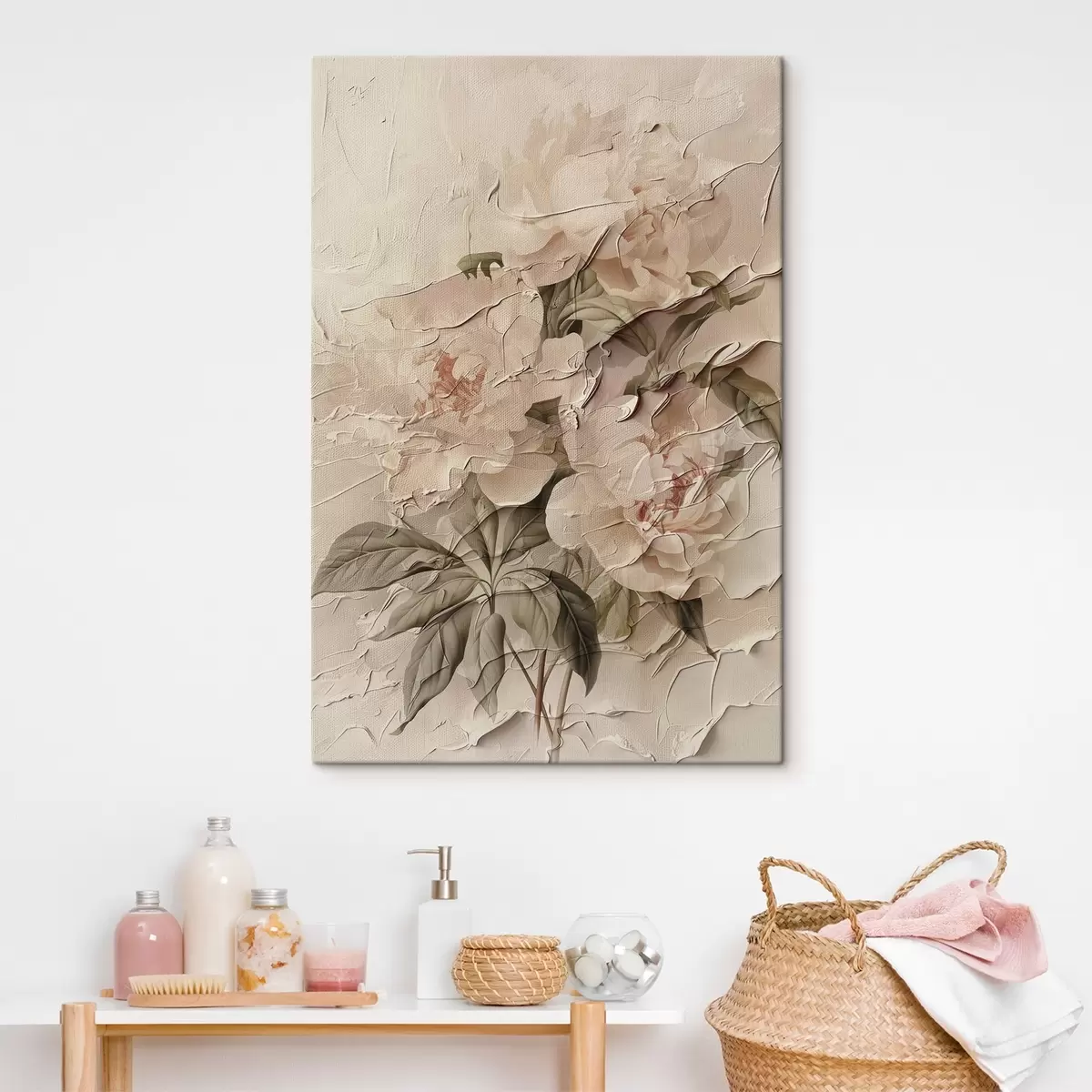 Tableau Bouquet de pivoines en style aquarelle sur fond clair s45336