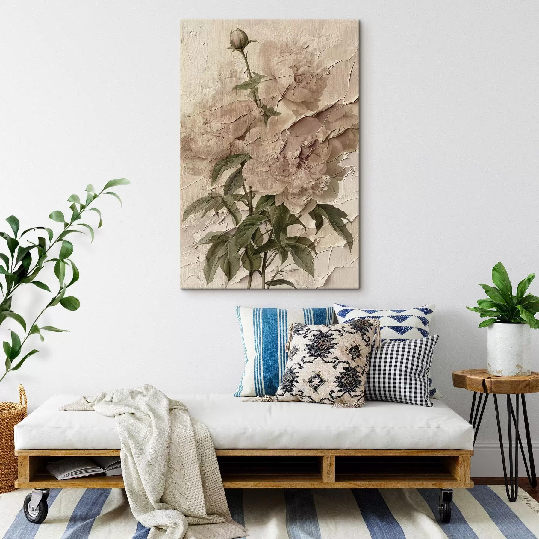 Tableau Bouquet de pivoines sur fond clair s45337