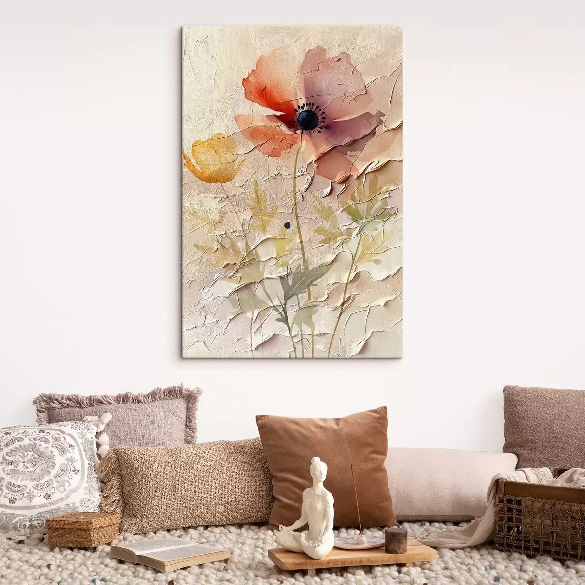 Tableau Arrangement de fleurs translucides sur fond clair s45338
