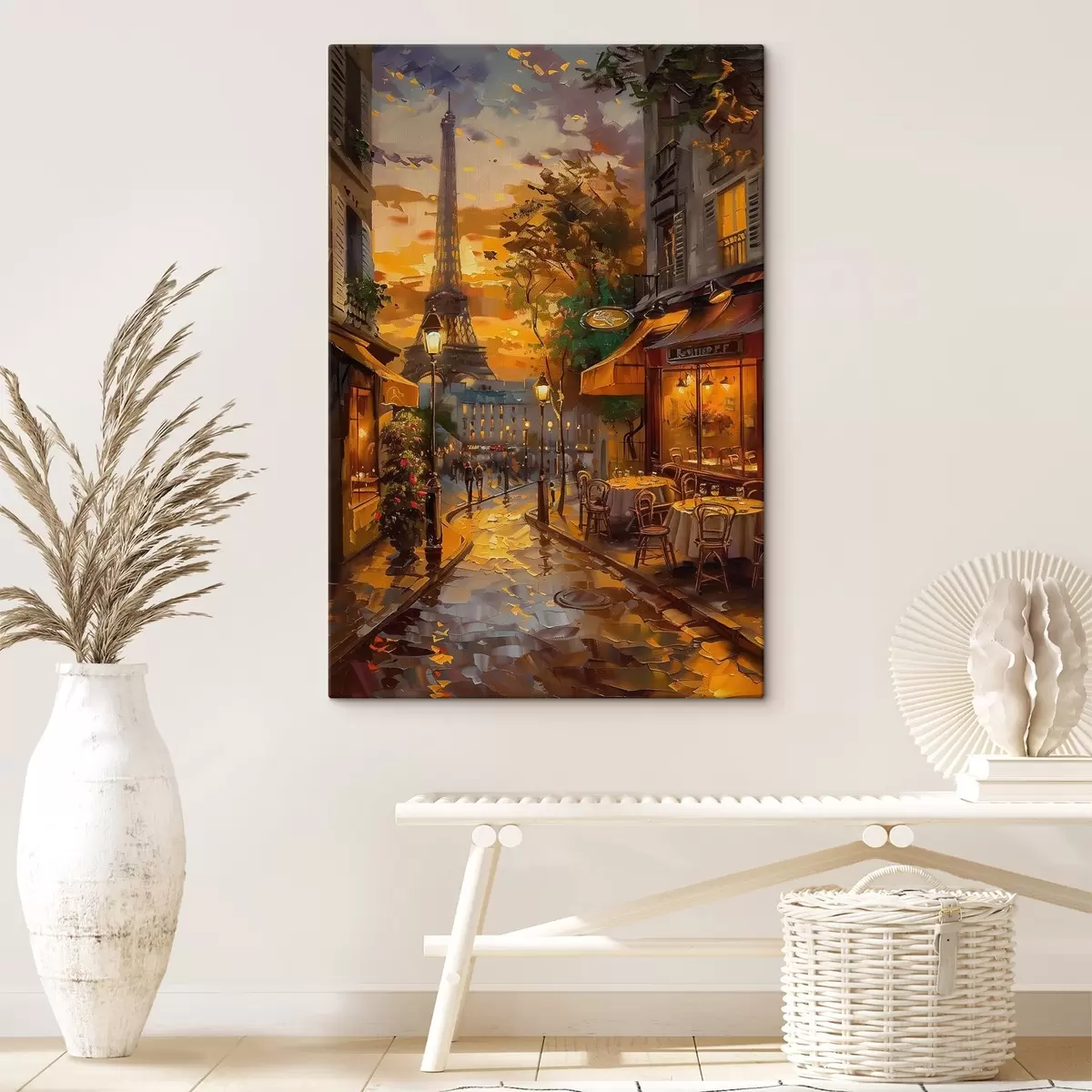 Tableau Rue de Paris, peinture à l'huile effet s45340
