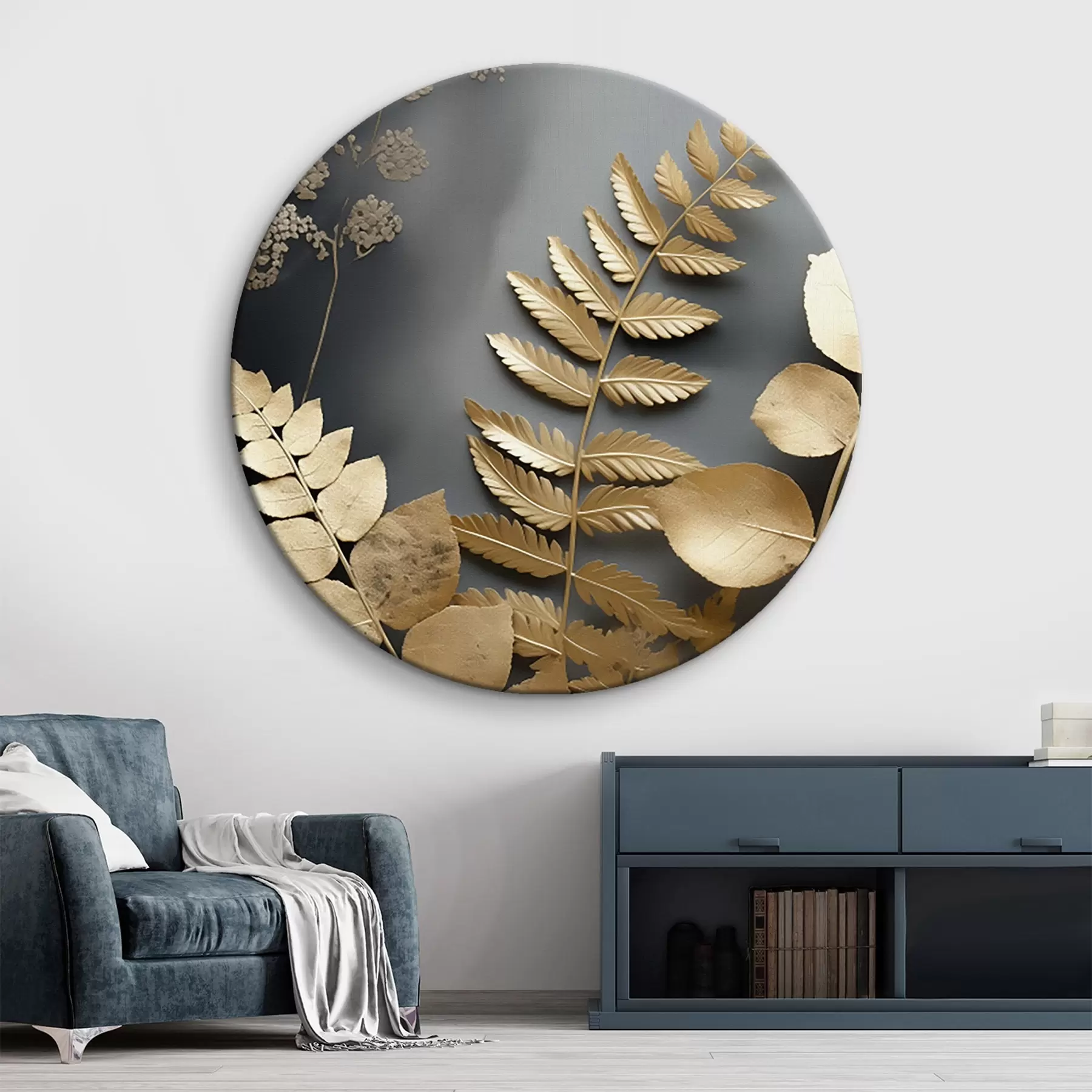Tableau Branches d'eucalyptus et feuilles tropicales sur fond sombre r45333