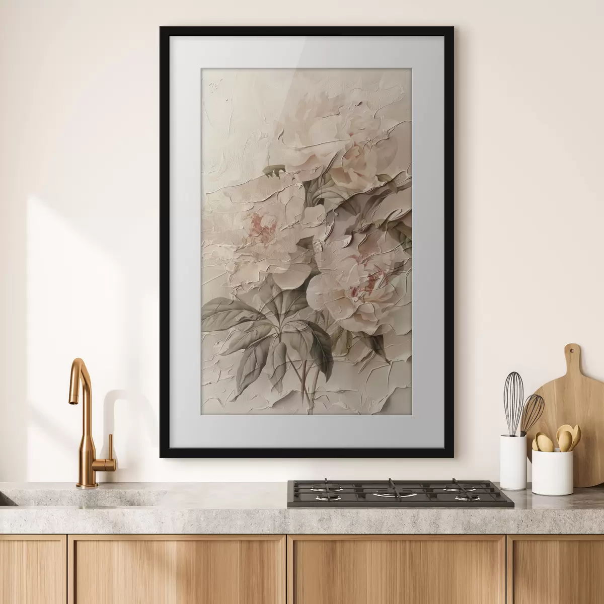 Poster Bouquet de pivoines en style aquarelle sur fond clair f45336