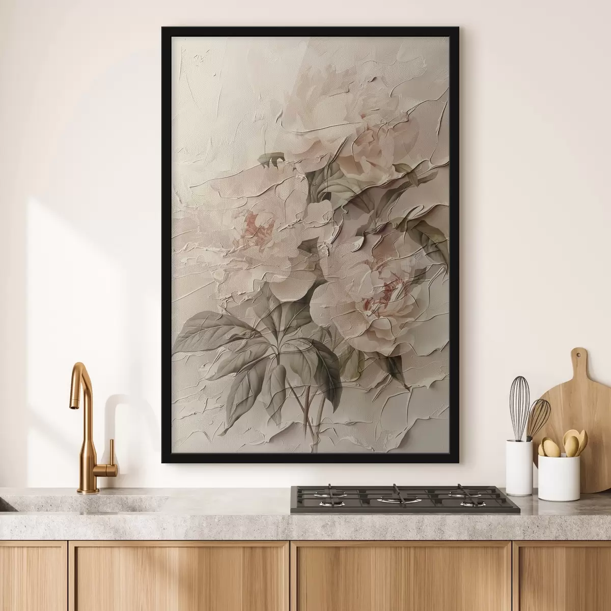 Poster Bouquet de pivoines en style aquarelle sur fond clair f45336