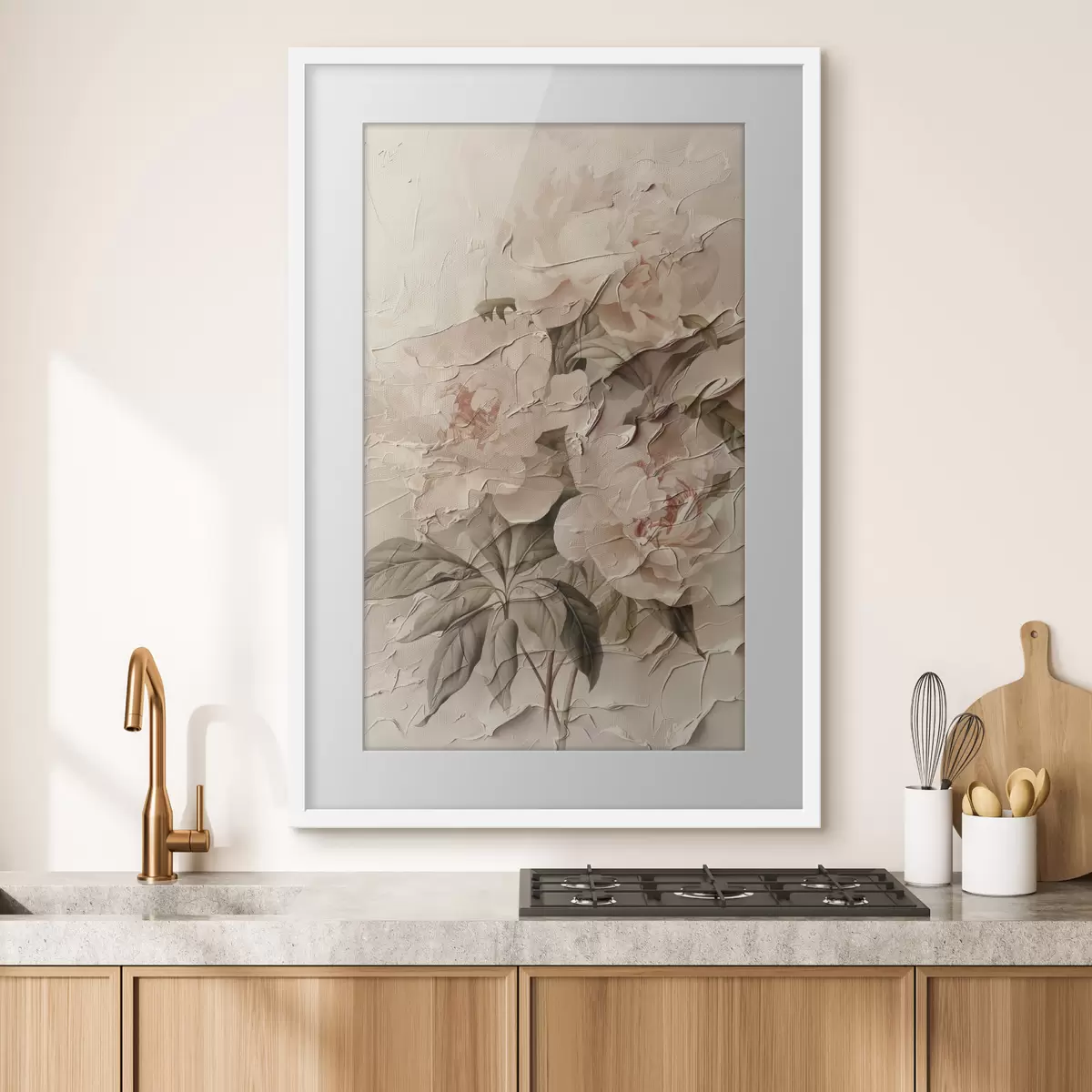 Poster Bouquet de pivoines en style aquarelle sur fond clair f45336