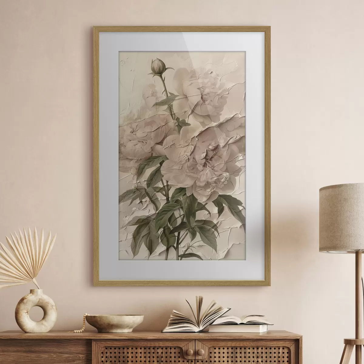 Poster Bouquet de pivoines sur fond clair f45337