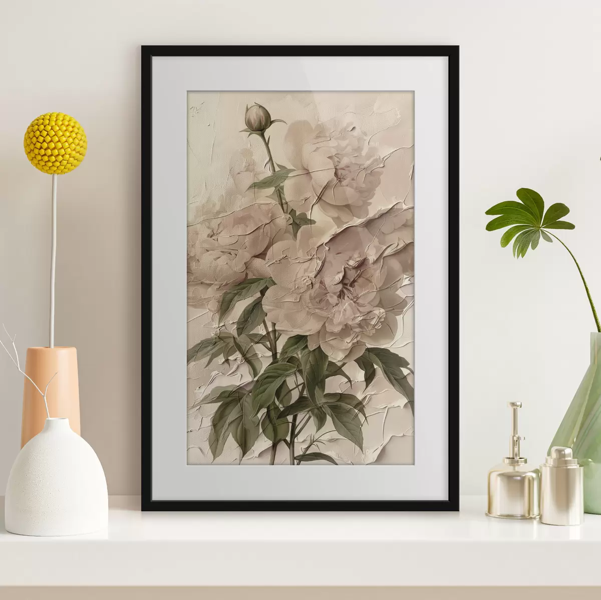 Poster Bouquet de pivoines sur fond clair f45337