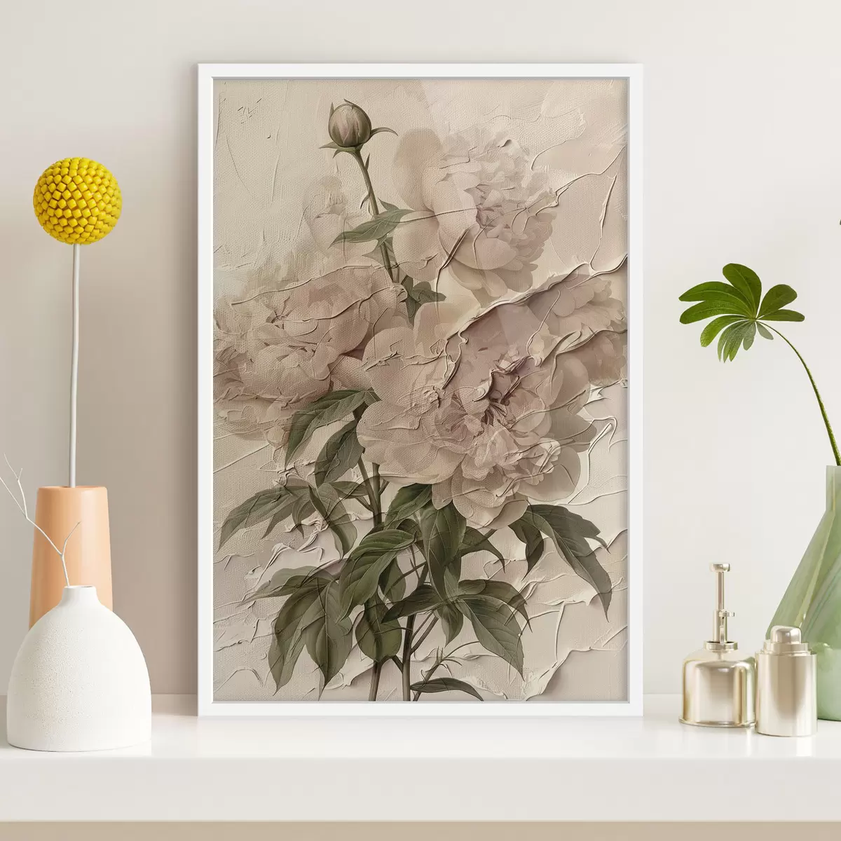 Poster Bouquet de pivoines sur fond clair f45337