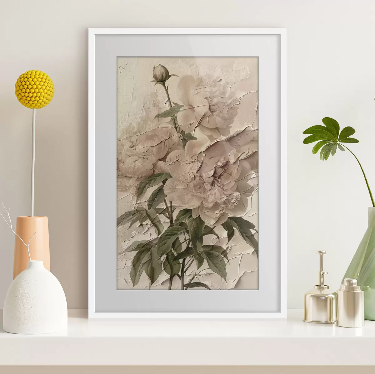 Poster Bouquet de pivoines sur fond clair f45337