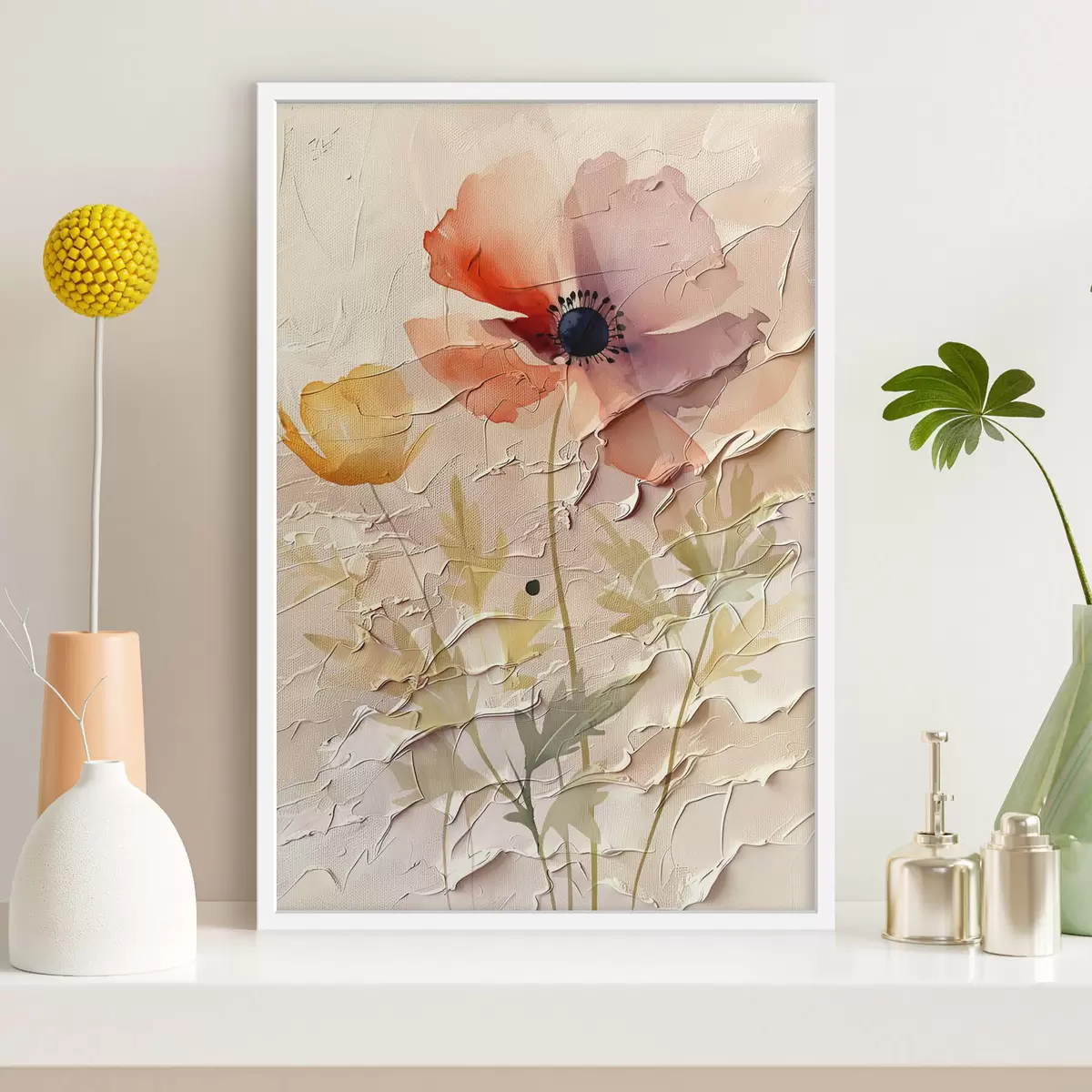 Poster Arrangement de fleurs translucides sur fond clair f45338