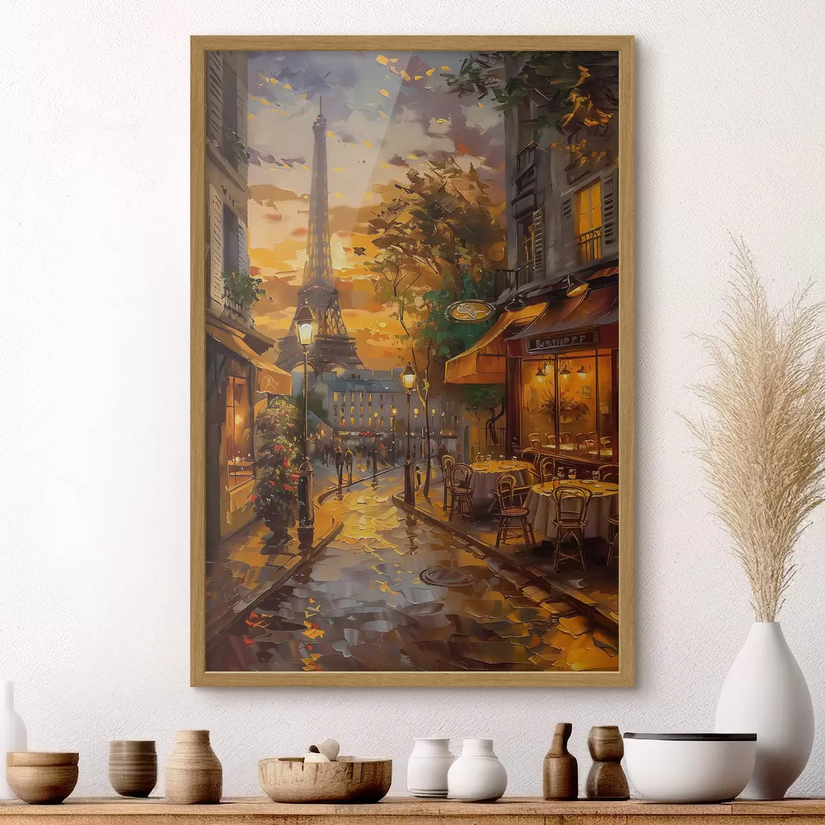 Poster Rue de Paris, peinture à l'huile effet f45340