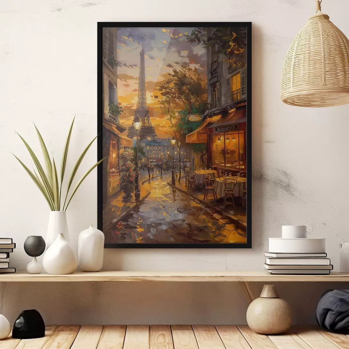 Poster Rue de Paris, peinture à l'huile effet f45340