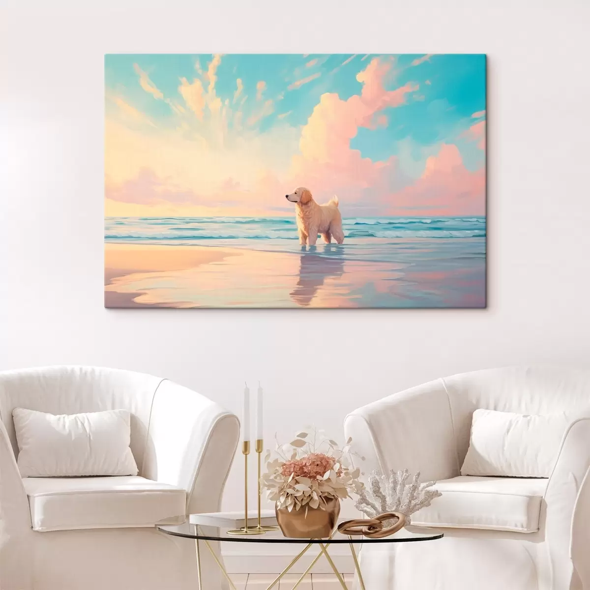 Tableau Retriever au bord de la mer s45425